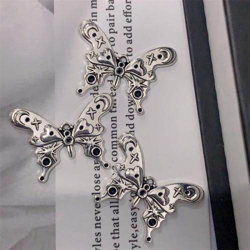 Zinc Alloy Animal Pendants Butterfly antique silver color plated DIY Sold By Bag