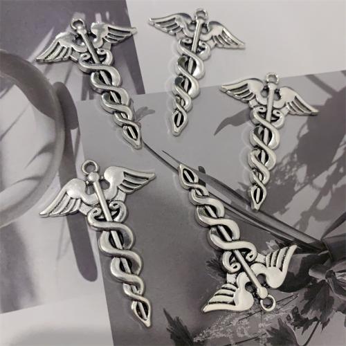 Wing Shaped Zinc Alloy Pendants antique silver color plated DIY black Sold By Bag