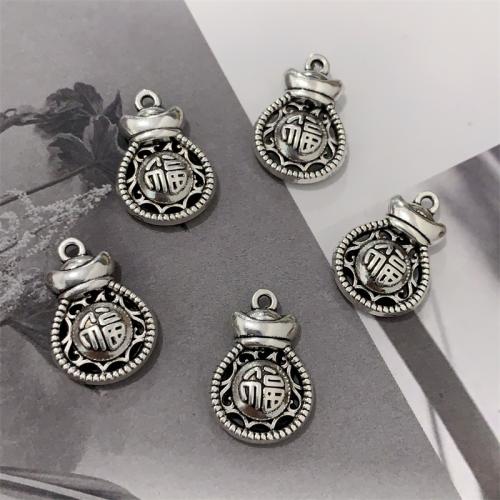 Zinc Alloy Pendants Money Bag antique silver color plated DIY black Sold By Bag