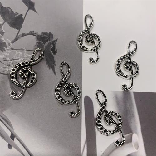 Zink Alloy Halsband, Music Note, antik silver pläterad, DIY, 15x32mm, 100PC/Bag, Säljs av Bag