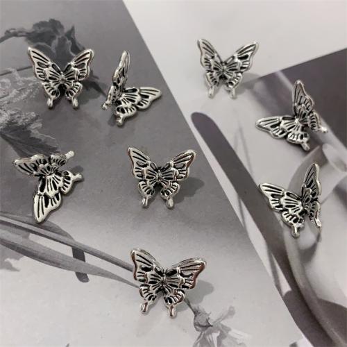 Pingentes animais de liga de zinco, Borboleta, banho de cor prata antiga, DIY, 15x14mm, 100PCs/Bag, vendido por Bag