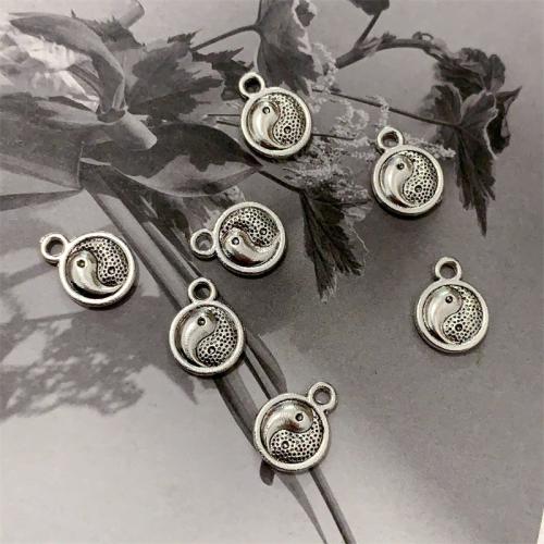 Zinc Alloy Pendants Round antique silver color plated DIY Sold By Bag