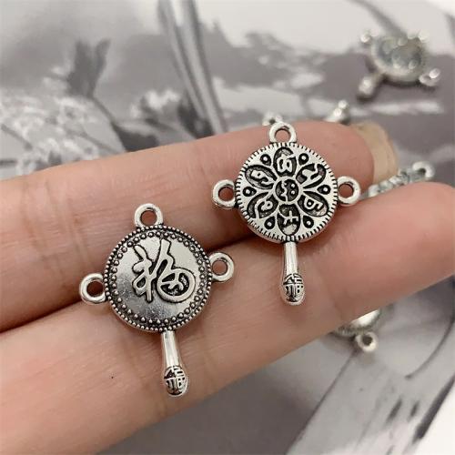 Zinc Alloy Connector Round antique silver color plated DIY & 1/2 loop Sold By Bag