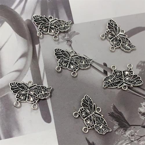 Animal Zinc Alloy Connector Butterfly antique silver color plated DIY & 1/2 loop Sold By Bag