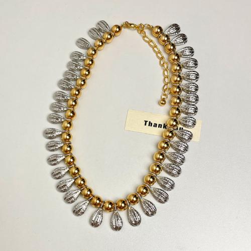 Zinc Alloy Jewelry Necklace with 10cm extender chain plated Double Layer & for woman & two tone Length 42 cm Sold By PC