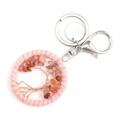 Bag Purse Charms Keyrings Keychains Natural Stone with brass wire handmade & for woman & hollow Sold By PC