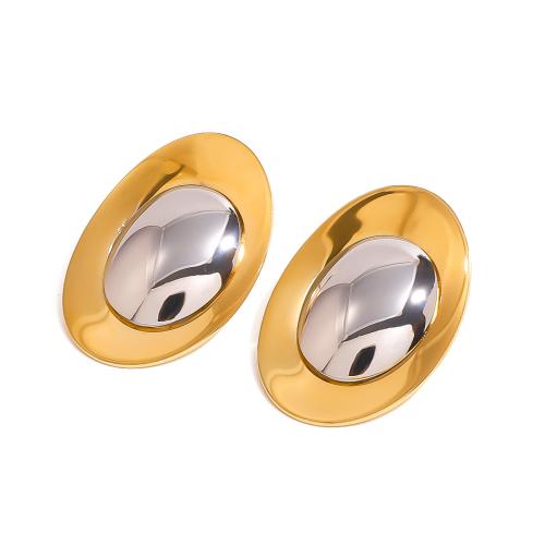 Stainless Steel Stud Earrings 304 Stainless Steel plated fashion jewelry & for woman & two tone Sold By Pair