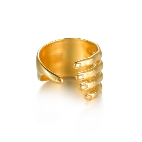 Vinger Ring in edelstaal, 304 roestvrij staal, plated, voor vrouw, goud, Verkocht door PC