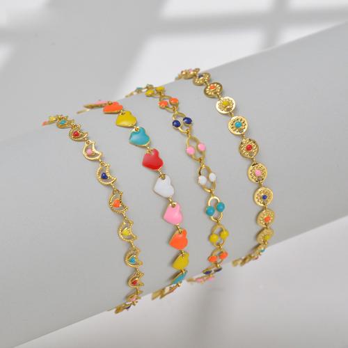 Stainless Steel Jewelry Bracelet 304 Stainless Steel plated & for woman & enamel gold Sold By PC