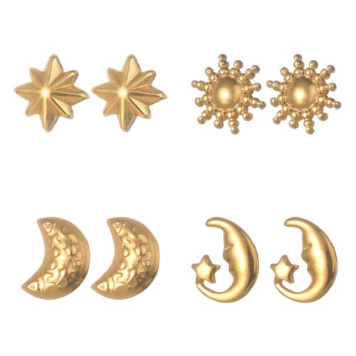 Stainless Steel Stud Earrings 304 Stainless Steel plated & for woman gold Sold By Pair