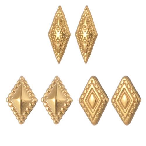 Stainless Steel Stud Earrings, 304 Stainless Steel, plated, different styles for choice & for woman, gold, Sold By Pair