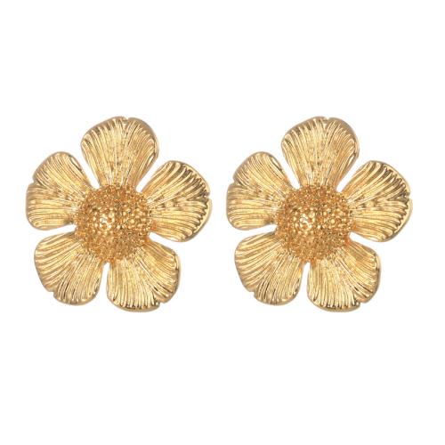 Stainless Steel Stud Earrings 304 Stainless Steel petals plated for woman gold Sold By Pair