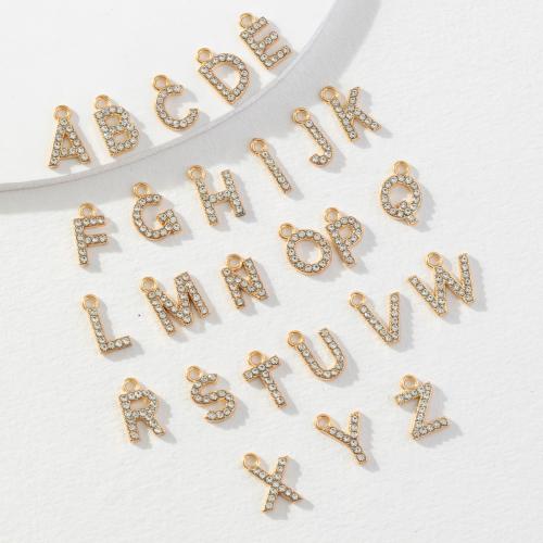 Zinc Alloy Alphabet and number Pendants handmade DIY & with rhinestone Sold By PC