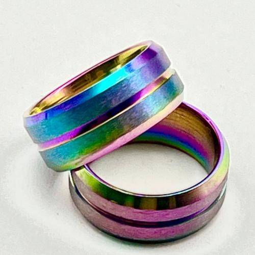 Titanium Steel Finger Ring plated Unisex multi-colored Sold By PC