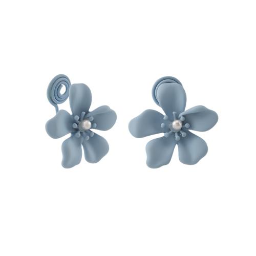 Lo zinco in lega Stud Earring, lega in zinco, with perla in plastica, vernice di essiccamento, stili diversi per la scelta & per la donna, blu, 20x20mm, Venduto da coppia