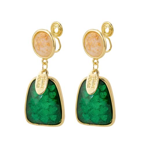 Zinc Alloy Stud Earring with Glass plated & for woman golden Sold By Pair