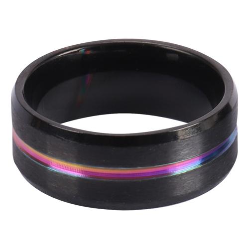 Titanium Čelik Finger Ring, bez spolne razlike & različite veličine za izbor, crn, Prodano By PC