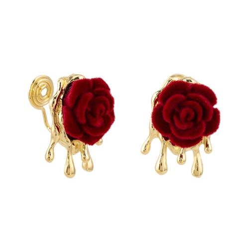 Zinc Alloy Stud Earring with Flocking Fabric plated & for woman golden Sold By Pair