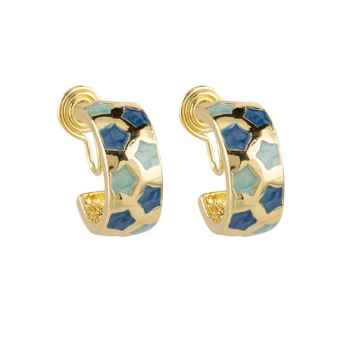 Zinc Alloy Stud Earring plated & for woman & enamel golden Sold By Pair