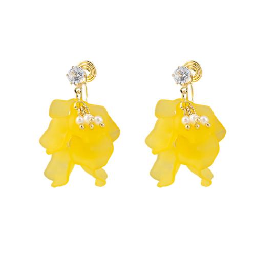 Lo zinco in lega Stud Earring, lega in zinco, with resina & perla in plastica, placcato, stili diversi per la scelta & Micro spianare cubic zirconia & per la donna, dorato, 23x37mm, Venduto da coppia