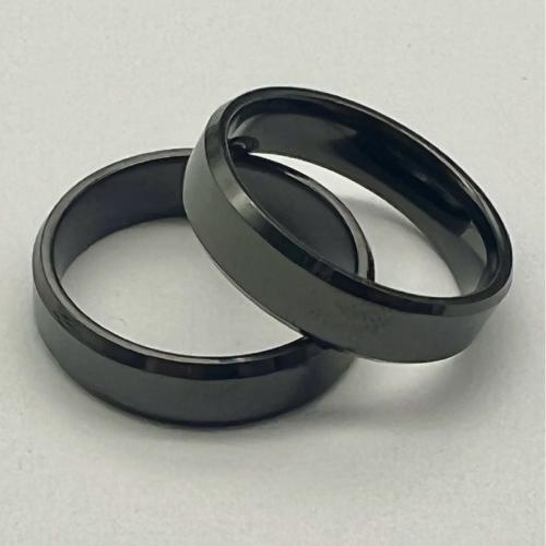 Titanium Čelik Finger Ring, bez spolne razlike & različite veličine za izbor, crn, Prodano By PC