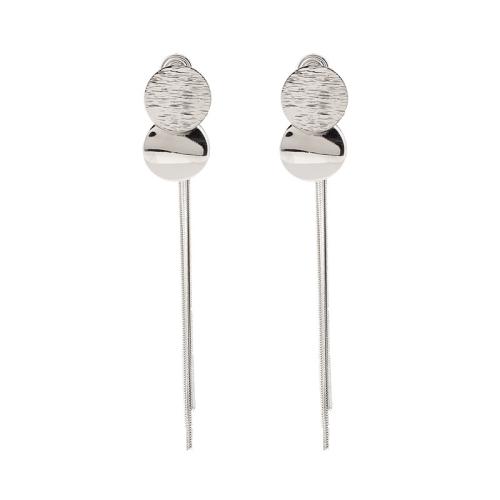 Zinc Alloy Stud Earring plated & for woman silver color Sold By Pair