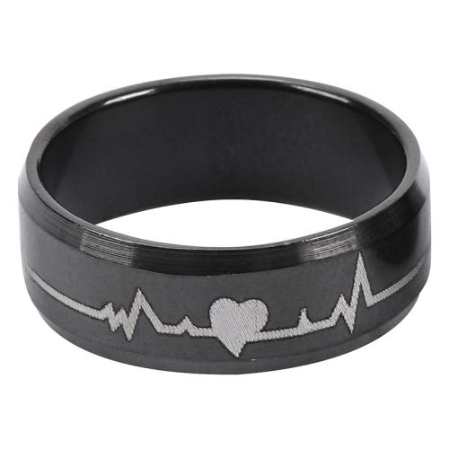 Titantium Steel fingerring, Titanium Stål, poleret, Unisex & forskellig størrelse for valg, sort, Solgt af PC