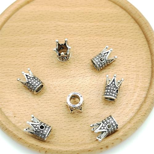 Cink legura nakit perle, Cink Alloy, Kruna, starinski srebrne boje pozlaćen, možete DIY, 10x14mm, 100računala/Torba, Prodano By Torba