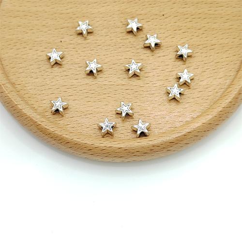 Coirníní Jewelry Alloy Sinc, Sinc Alloy, Star, dath airgid antique plátáilte, DIY, 6x6mm, 100ríomhairí pearsanta/Mála, Díolta De réir Mála