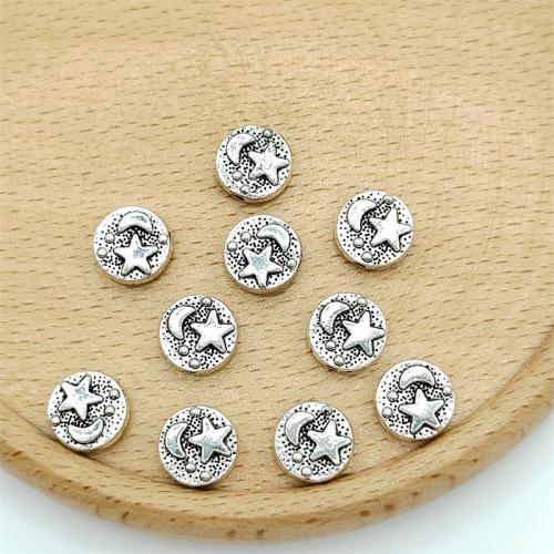 Coirníní Jewelry Alloy Sinc, Sinc Alloy, Moon agus Star, dath airgid antique plátáilte, DIY, 9x9mm, 100ríomhairí pearsanta/Mála, Díolta De réir Mála