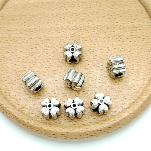 Bijoux de perles en alliage de Zinc , Trèfle à quatre feuilles, Plaqué de couleur d'argent, DIY, 10x10mm, 100PC/sac, Vendu par sac