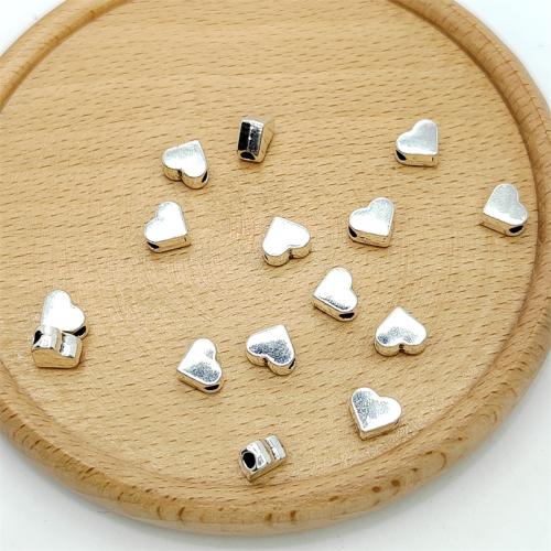 Zink Alloy Heart Pärlor, Hjärta, antik silver pläterad, DIY, 7x7mm, 100PC/Bag, Säljs av Bag