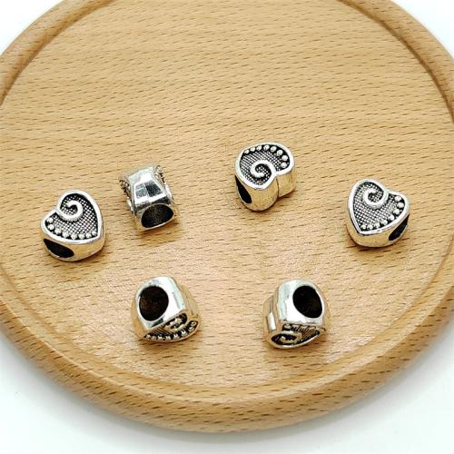 Zinklegierung Herz Perlen, antik silberfarben plattiert, DIY, 11x11mm, 100PCs/Tasche, verkauft von Tasche