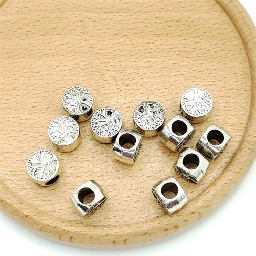 Zinc Alloy Jewelry Beads Round antique silver color plated DIY Sold By Bag