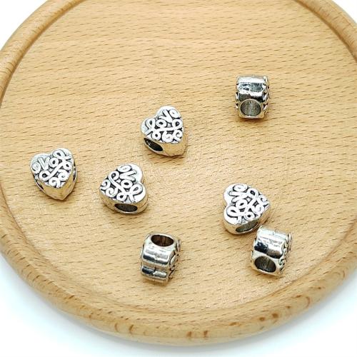 Zinkové slitiny srdce beads, Zinek, starožitné barva postříbřená, DIY, 10x11mm, 100PC/Bag, Prodáno By Bag