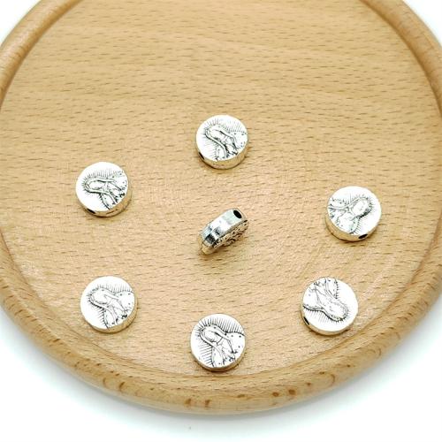 Cink legura nakit perle, Cink Alloy, Krug, starinski srebrne boje pozlaćen, možete DIY, 10x10mm, 100računala/Torba, Prodano By Torba