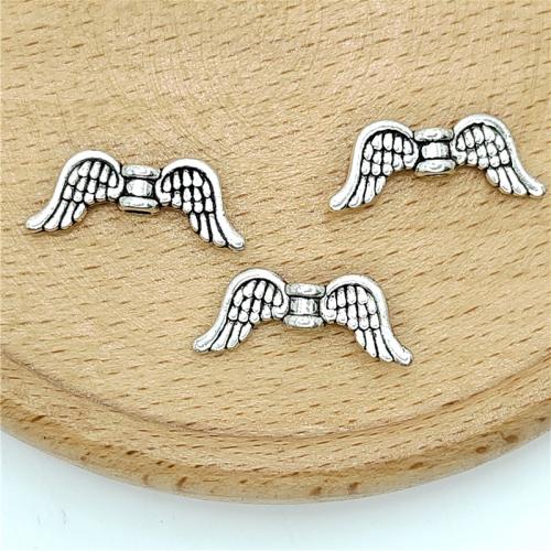 Cink legura nakit perle, Cink Alloy, Angel Wing, starinski srebrne boje pozlaćen, možete DIY, 20x7mm, 100računala/Torba, Prodano By Torba