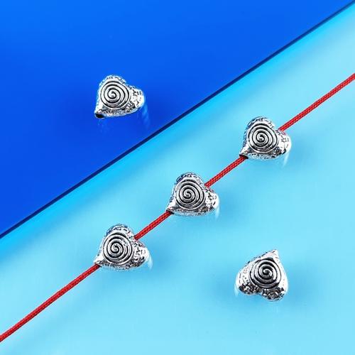 Cink Alloy Heart perle, Srce, starinski srebrne boje pozlaćen, možete DIY, 8x8mm, 100računala/Torba, Prodano By Torba