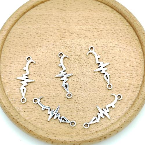 Zinklegierung Schmuckverbinder, Elektrokardiographische, antik silberfarben plattiert, DIY & 1/1-Schleife, 11x30mm, 100PCs/Tasche, verkauft von Tasche