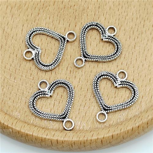 Srce Zinc Alloy priključak, Cink Alloy, starinski srebrne boje pozlaćen, možete DIY & 1/1 petlje, 15x20mm, 100računala/Torba, Prodano By Torba