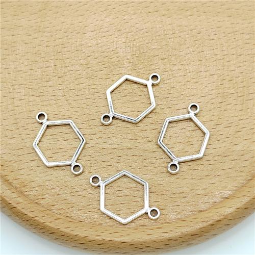 Соединительные звенья из цинкового сплава, цинковый сплав, Шестиугольник, плакированный цветом под старое серебро, DIY & 1/1 петля, 12x20mm, 100ПК/сумка, продается сумка
