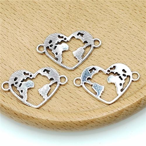 Srce Zinc Alloy priključak, Cink Alloy, starinski srebrne boje pozlaćen, možete DIY & 1/1 petlje, 25x17mm, 100računala/Torba, Prodano By Torba