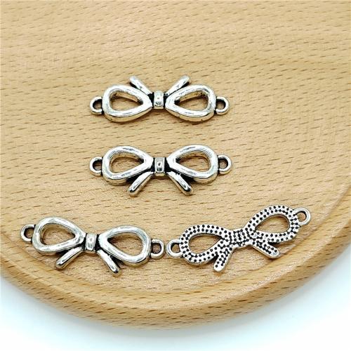 Bowknot Zinc Alloy priključak, Cink Alloy, starinski srebrne boje pozlaćen, možete DIY & 1/1 petlje, 10x27mm, 100računala/Torba, Prodano By Torba