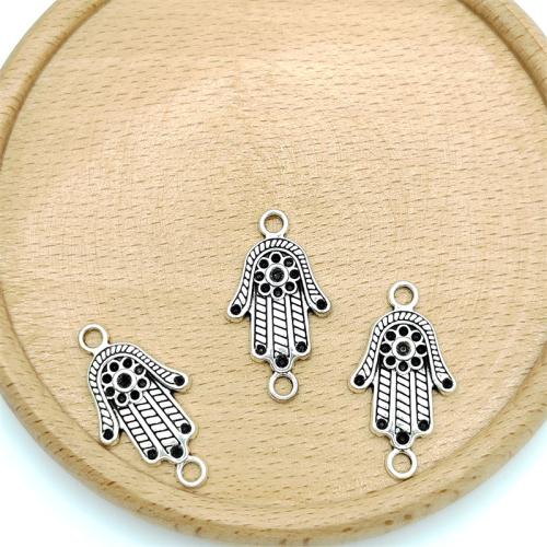 Zinklegierung Schmuckverbinder, Hamsa, antik silberfarben plattiert, DIY & 1/1-Schleife, 16x29mm, 100PCs/Tasche, verkauft von Tasche