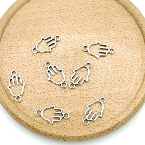 Zinco-Alloy-Connettore, lega in zinco, Mano, placcato argento antico, DIY & 1/1 anello del connettore, 11x20mm, 100PC/borsa, Venduto da borsa