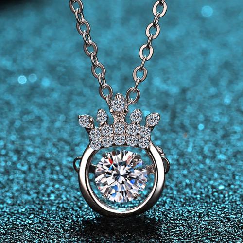 Argent sterling 925 collier, avec Moissanite, couronne, pour femme & creux, Longueur Environ 18 pouce, Vendu par PC