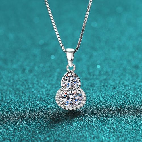 925 Sterling Silver Necklace with Moissanite Calabash box chain & for woman Length Approx 17.7 Inch Sold By PC