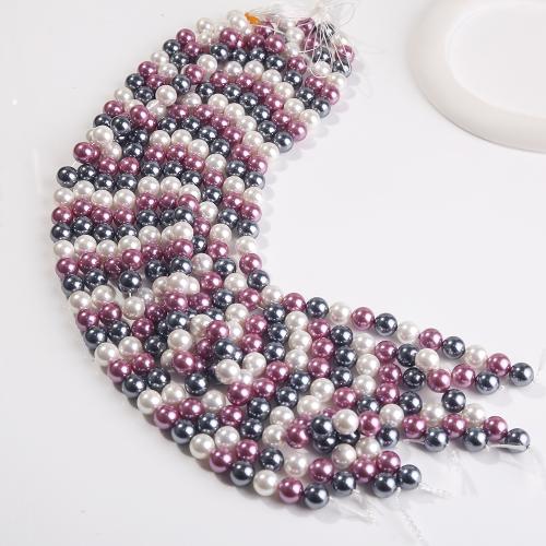 South Sea Shell Beads Shell Pearl Round plated DIY mixed colors Sold Per Approx 15.75 Inch Strand