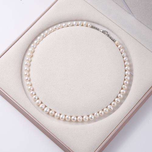 Natural Freshwater Pearl Necklace Round DIY Sold Per Approx 17.7 Inch Strand