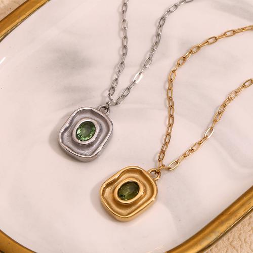 Collier de bijoux en acier inoxydable, Acier inoxydable 304, avec 5cm chaînes de rallonge, bijoux de mode & pavé de micro zircon & pour femme, plus de couleurs à choisir, Longueur Environ 40 cm, Vendu par PC